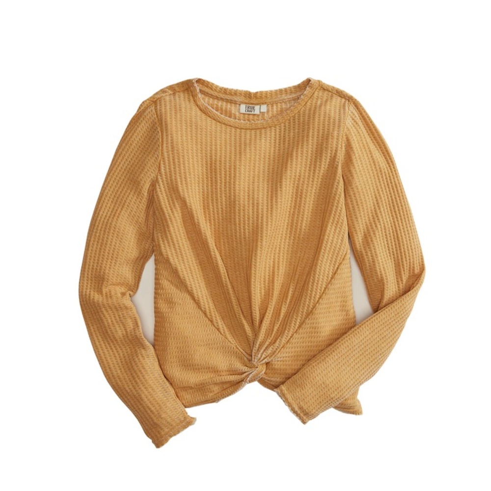 Long Sleeve Scoop Neck Top with Twist